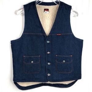 VTG 70s Big Ben Men’s Faux Sherpa Lined Jean Denim Trucker Vest SZ Large